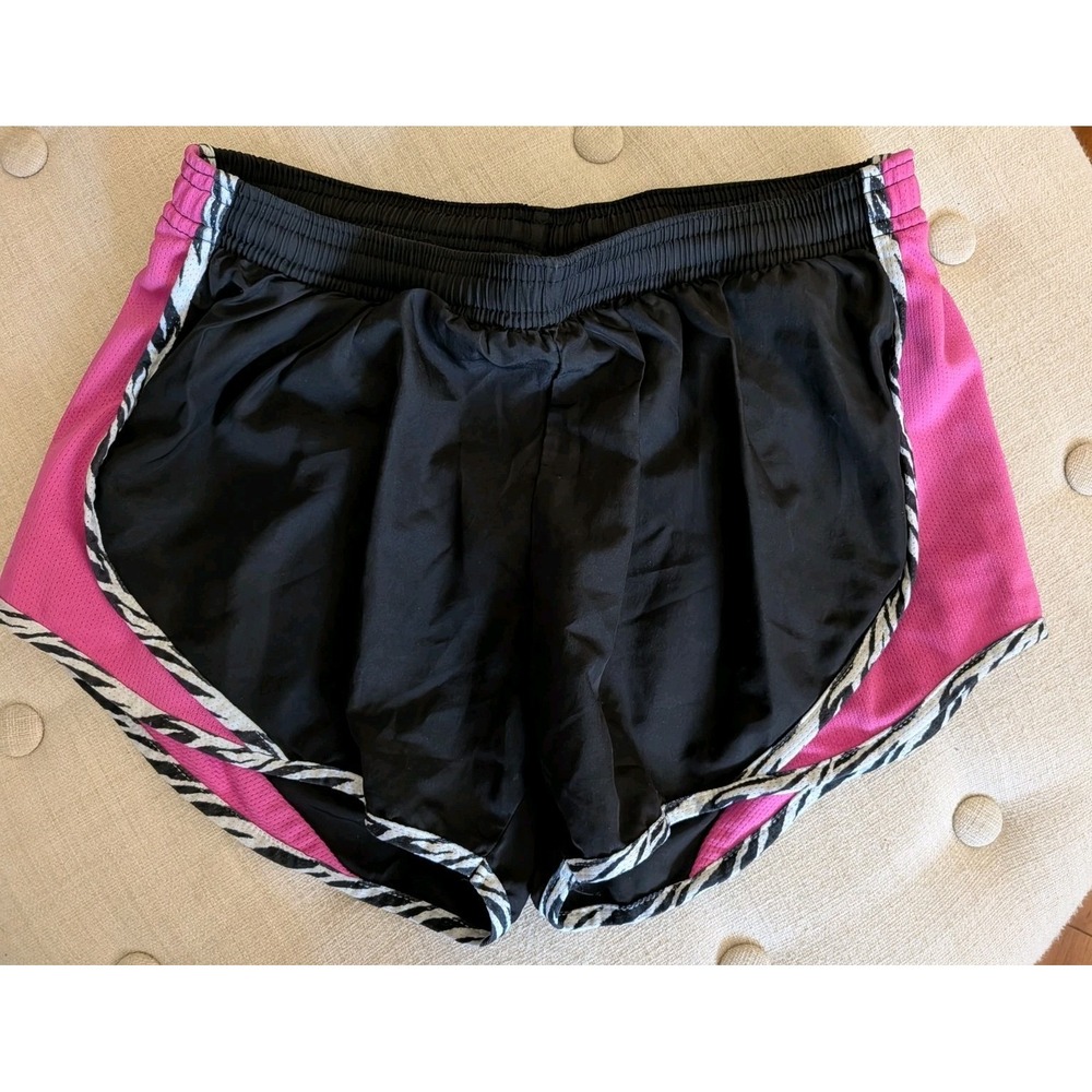 Y2K Soffe Dolphin S Shorts Black Pink Zebra Athletic Micro Mini Low Rise Running